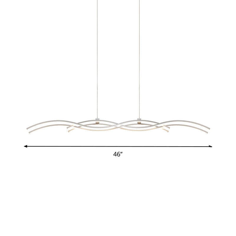 Acrylic Led Island Pendant Light In Warm/White - Silver Wave Suspended Fixture