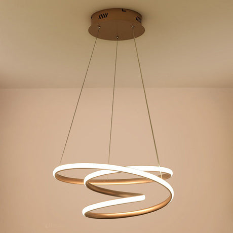 Minimal Twisting Pendant Light Acrylic Led Chandelier - Gold 18/23.5/31.5 W Warm/White For Dining