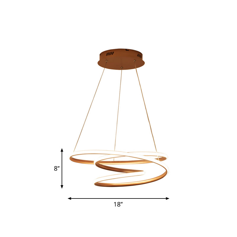 Minimal Twisting Pendant Light Acrylic Led Chandelier In Gold - 18’/23.5’/31.5’ W Warm/White