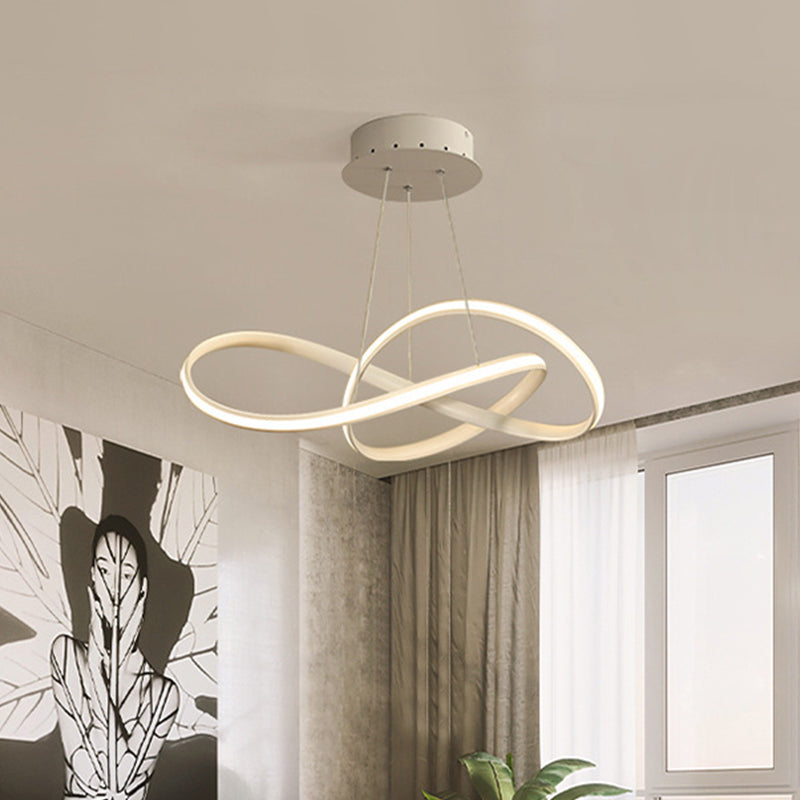 Modern Aluminum Led Chandelier Light For Dining Room - Entwined Design In Black/White/Coffee