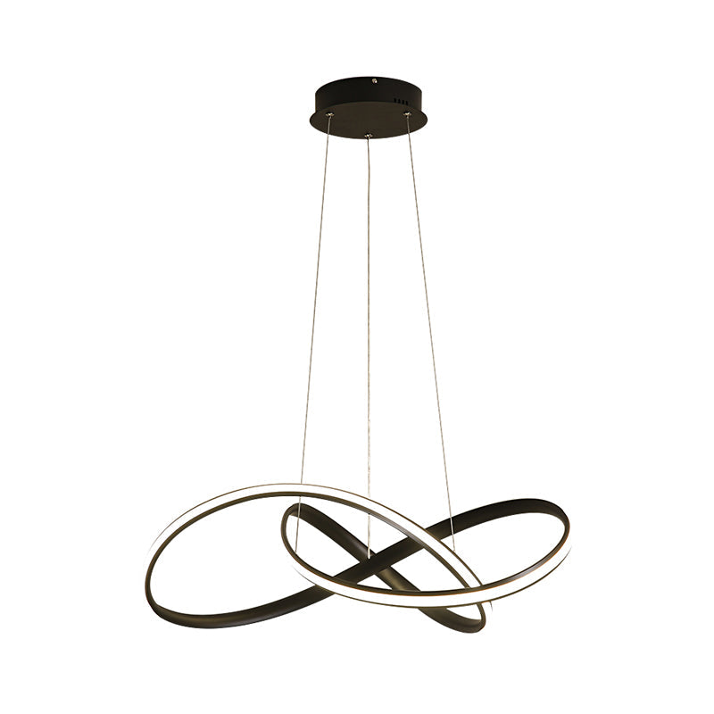 Simplicity Led Hanging Chandelier - 19.5’/27.5’ Wide Black/White Twisted Pendant Lamp With