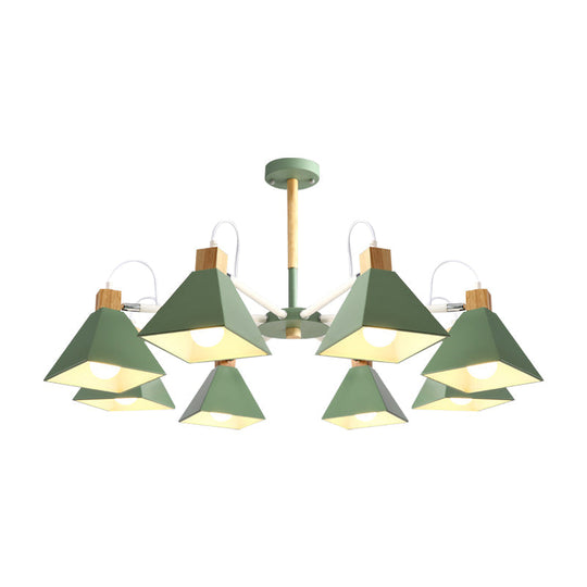 Pyramid Shade Chandelier: Elegant Macaron Metal Hanging Light For Dining Room