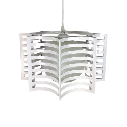 Modern Hanging Pendant Light With Opal Glass Shade - Black/White Finish