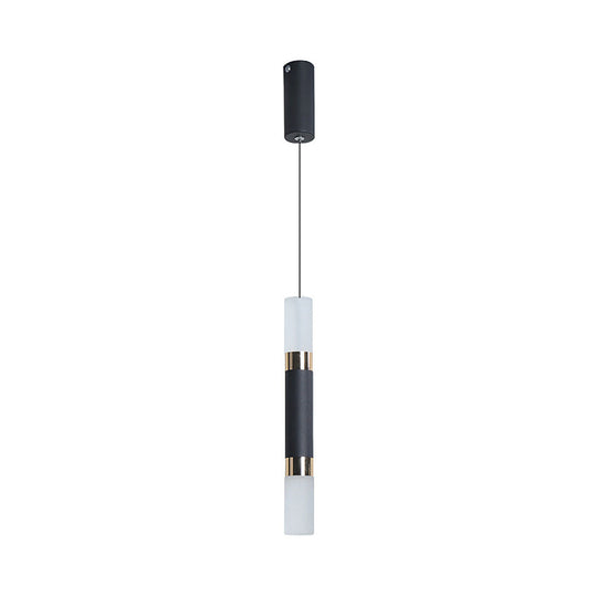 Black Tube Pendant Led Light Kit With Simple Acrylic Design Warm/White 10-12.5 Height