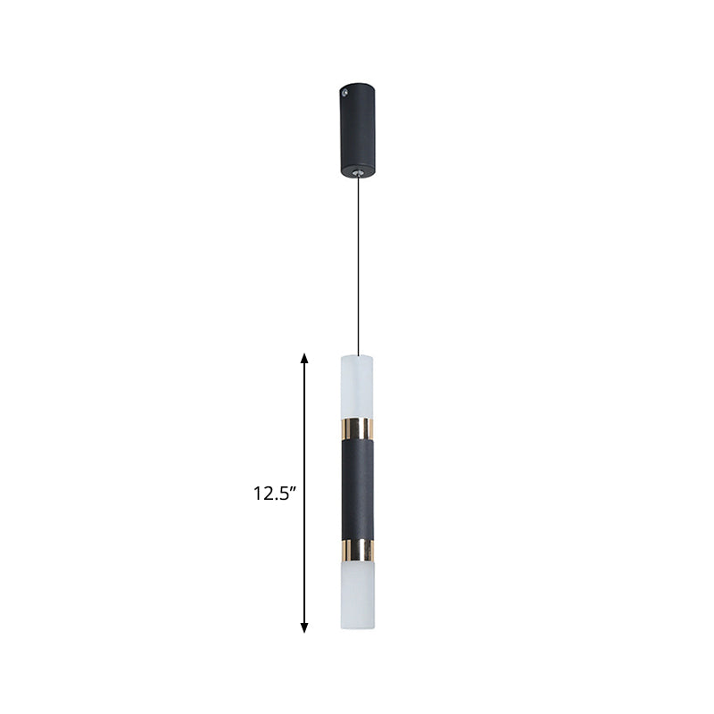 Black Tube Pendant Led Light Kit With Simple Acrylic Design Warm/White 10-12.5 Height