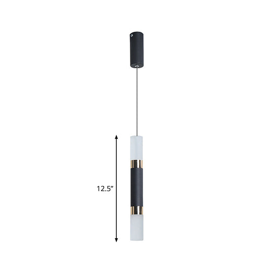 Black Tube Pendant Led Light Kit With Simple Acrylic Design Warm/White 10-12.5 Height