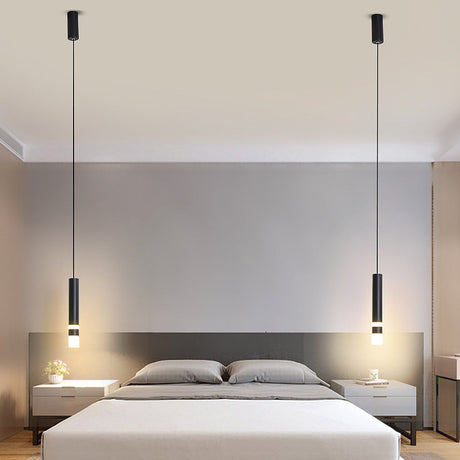 Black Tube Pendant Led Light Kit With Simple Acrylic Design Warm/White 10-12.5 Height