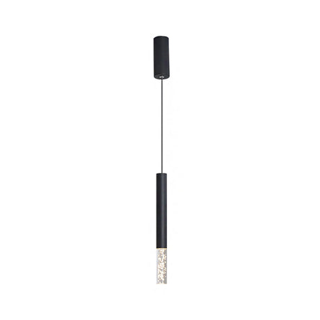 Black Tube Pendant Led Light Kit With Simple Acrylic Design Warm/White 10-12.5 Height
