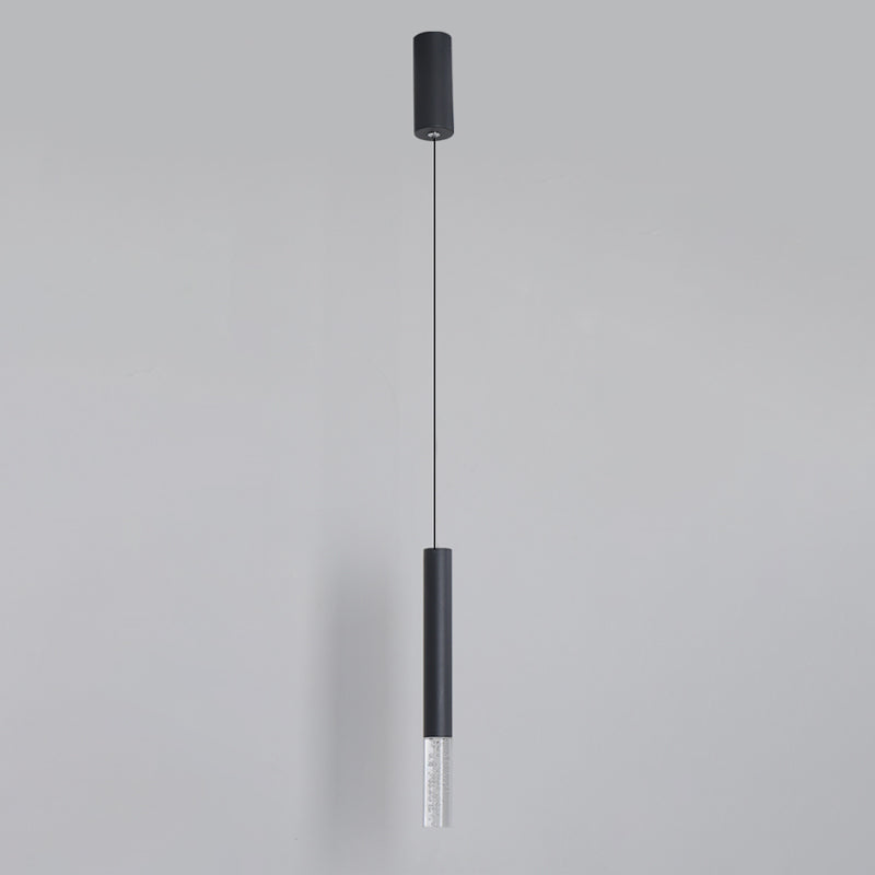 Simple Black Tube Pendant Light With Acrylic Led Warm/White 3 Size Options