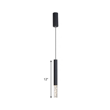 Black Tube Pendant Led Light Kit With Simple Acrylic Design Warm/White 10-12.5 Height