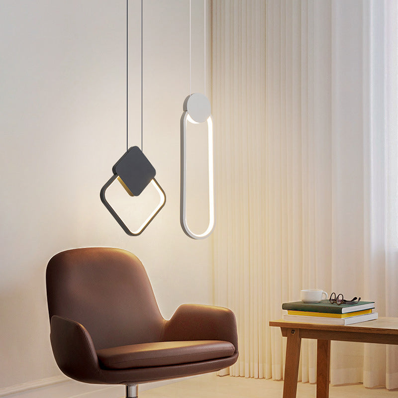 Minimalist Acrylic Hanging Ceiling Light: Oval Round Square Pendant Lighting In Black/White For