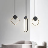 Minimalist Acrylic Hanging Ceiling Light: Oval Round Square Pendant Lighting In Black/White For