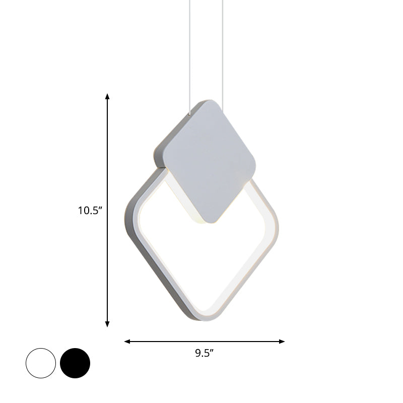 Minimalist Acrylic Hanging Ceiling Light: Oval Round Square Pendant Lighting In Black/White For