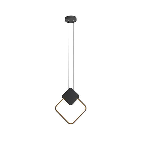 Minimalist Acrylic Hanging Ceiling Light: Oval Round Square Pendant Lighting In Black/White For