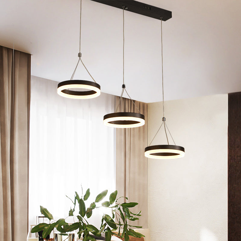 Modern Led Ring Shaped Dining Room Pendant Light In Gold/Coffee Warm/White