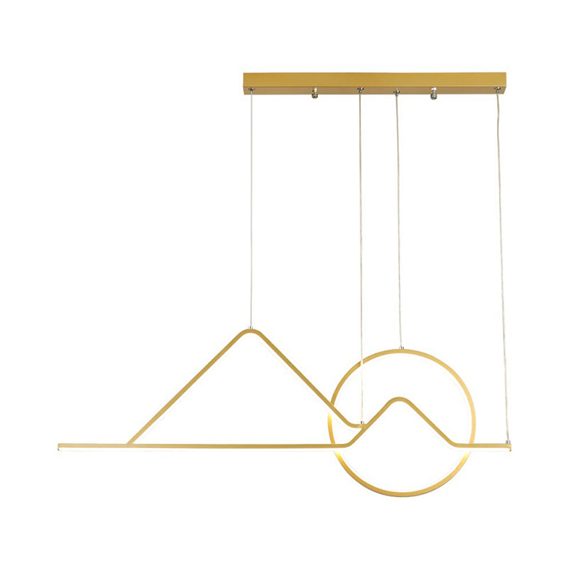 Minimalist Metal Pendant Light In Landscape Line Art Design - Black/Gold Led Hanging Lamp