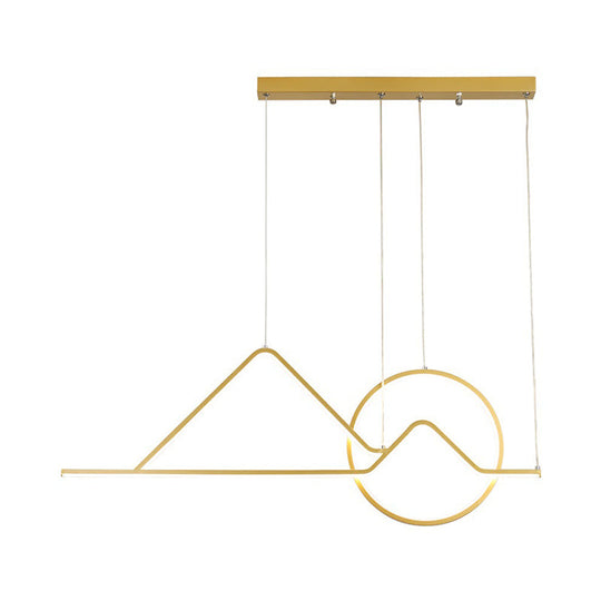 Minimalist Metal Pendant Light In Landscape Line Art Design - Black/Gold Led Hanging Lamp