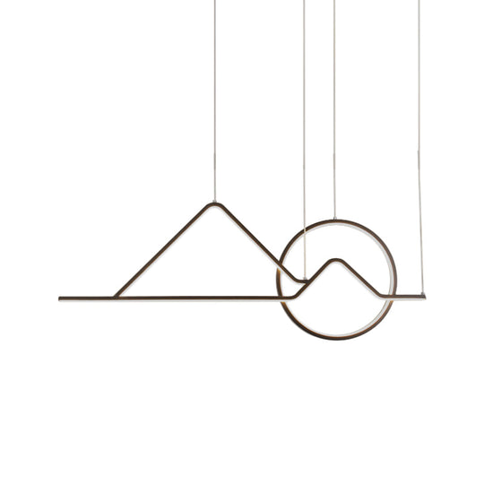 Minimalist Metal Pendant Light In Landscape Line Art Design - Black/Gold Led Hanging Lamp