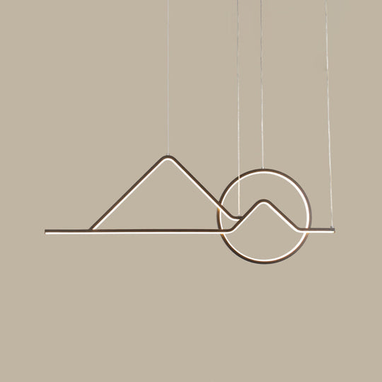 Minimalist Metal Pendant Light In Landscape Line Art Design - Black/Gold Led Hanging Lamp