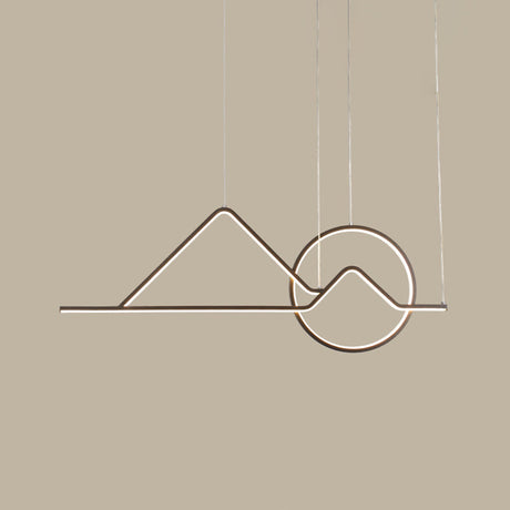 Landscape Line Art Pendant Light: Minimalist Metal Black/Gold Led Hanging Lamp In Warm/White Light