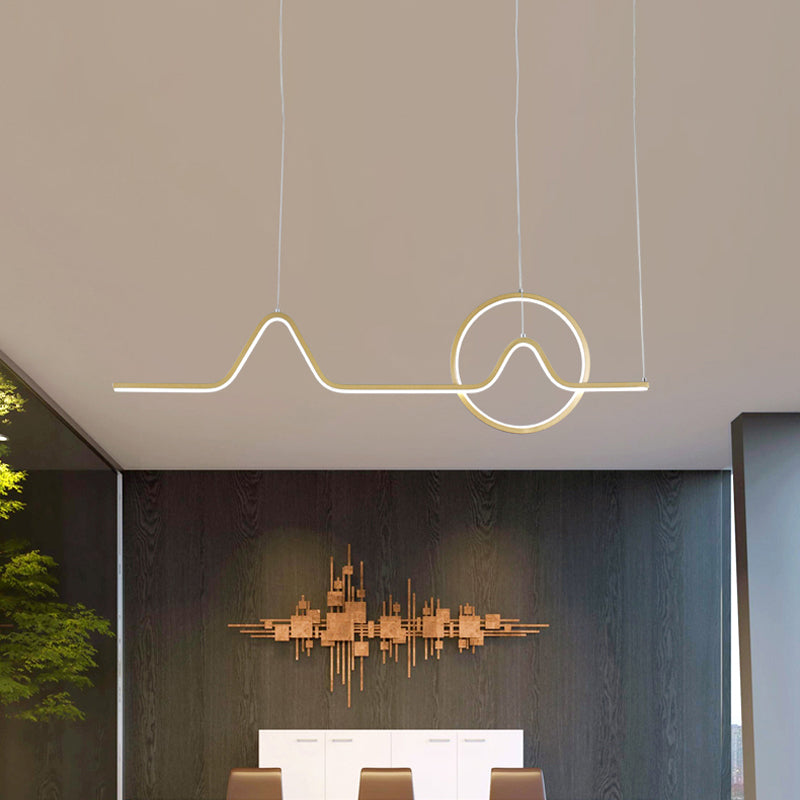 Linear Hanging Acrylic Led Ceiling Light In Black/Gold With Warm/White For Dining Room