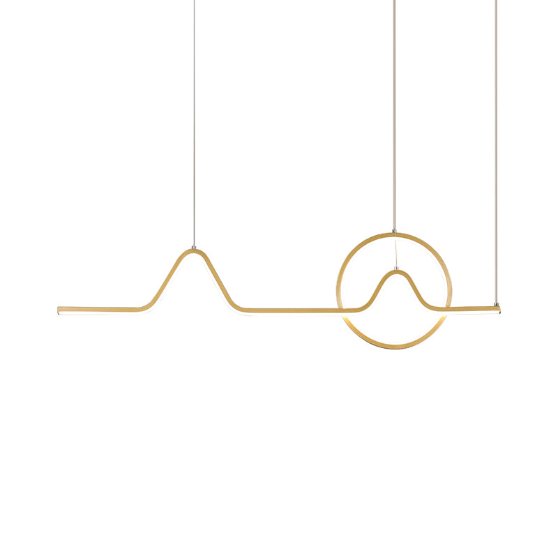 Linear Hanging Acrylic Led Ceiling Light In Black/Gold With Warm/White For Dining Room