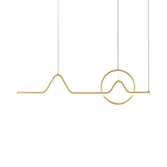 Linear Hanging Acrylic Led Ceiling Light In Black/Gold With Warm/White For Dining Room