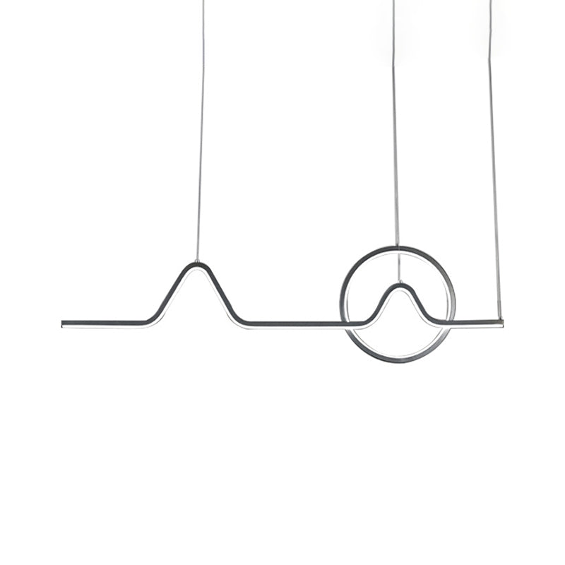 Linear Hanging Acrylic Led Ceiling Light In Black/Gold With Warm/White For Dining Room