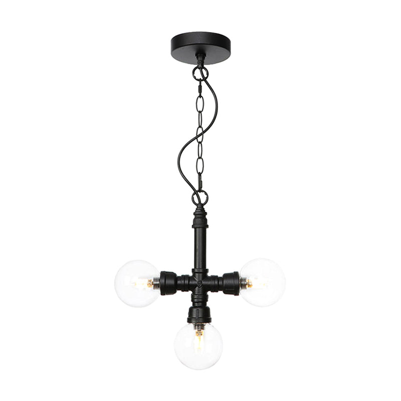 Vintage Style 3-Bulb Amber/Clear Glass Chandelier With Led Lighting For Dining Room Ceiling Clear /