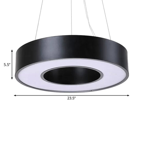 Simplicity Circular Led Hanging Lamp - 23.5 Width Iron Black Finish Office Lighting Fixture