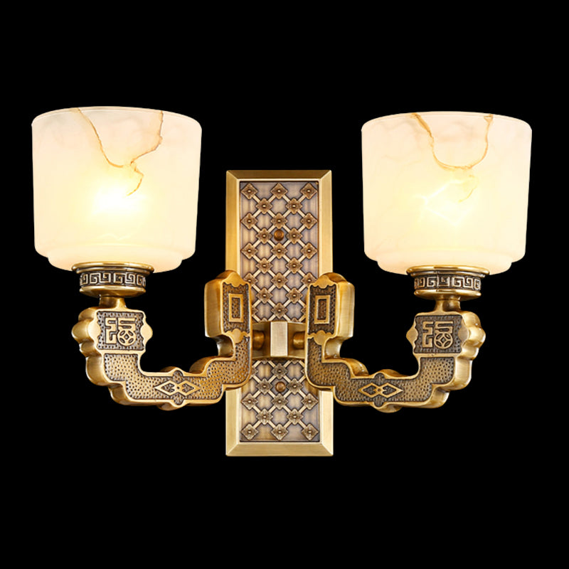 Bronze Wall Sconce With Frosted Glass Cup Shade - Traditional 1/2-Light Fixture