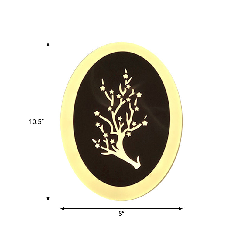 Minimalistic White Acrylic Led Wall Lamp For Bedroom - Diamond Twig Flower Design