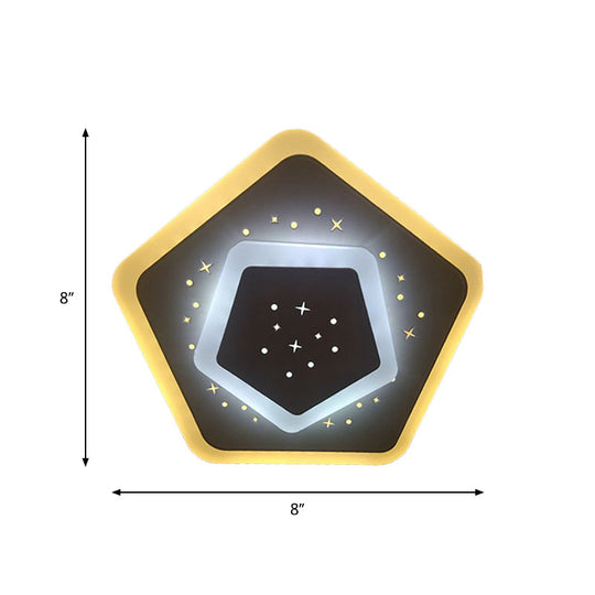 Modern Led Starry Flush Mount Wall Light In White: Triangle Rhombus & Star Design For The Bedroom