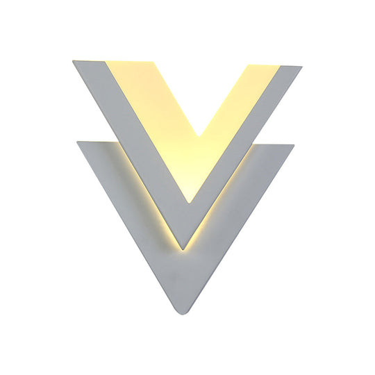 Contemporary Double-V Sconce Led Wall Mount Light Fixture In Warm/White - Metallic Stairway Lighting