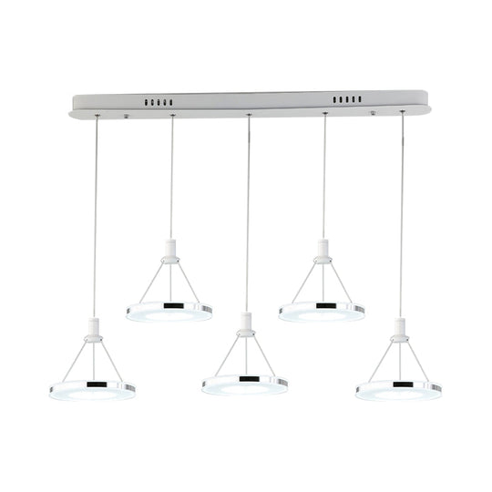 White Ring Pendant Light Fixture - Simple Acrylic Ceiling Suspension Lamp 1/3/5-Head Option