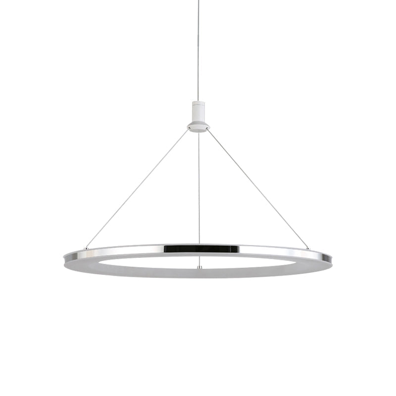 White Ring Pendant Light Fixture - Simple Acrylic Ceiling Suspension Lamp 1/3/5-Head Option