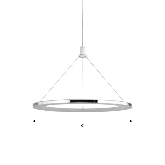 White Ring Pendant Light Fixture - Simple Acrylic Ceiling Suspension Lamp 1/3/5-Head Option