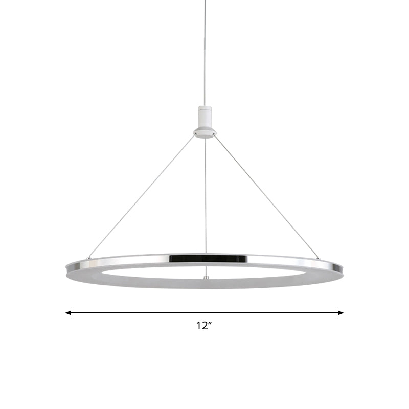 White Ring Pendant Light Fixture - Simple Acrylic Ceiling Suspension Lamp 1/3/5-Head Option