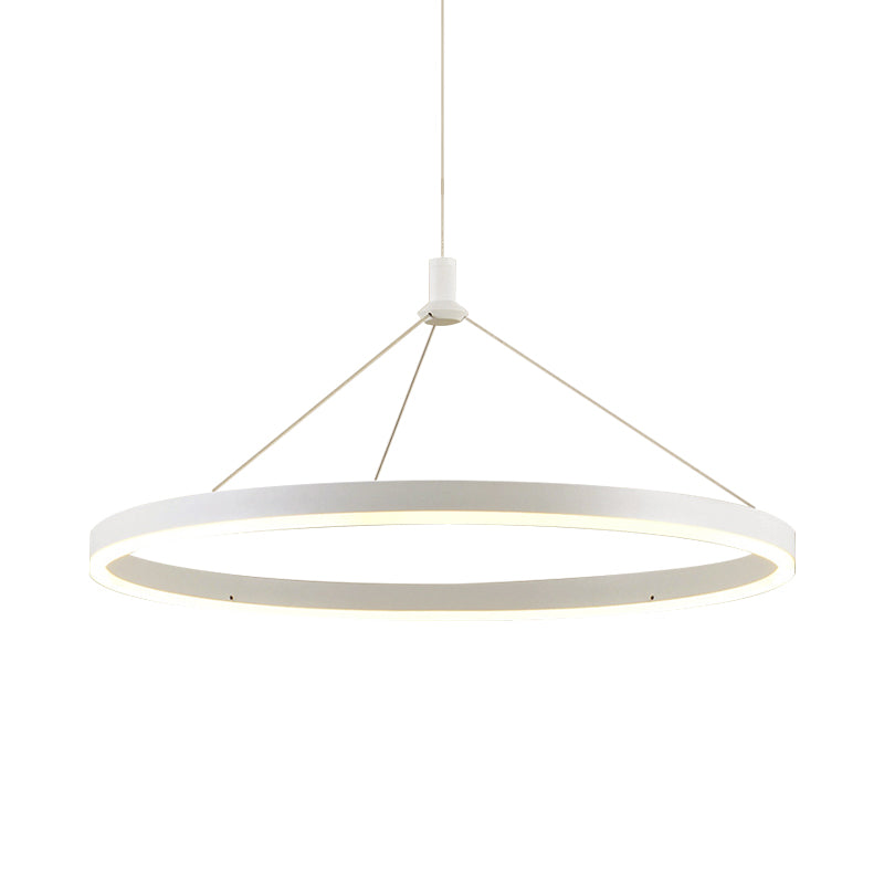 Adjustable Cord Grip Led Acrylic Pendant Chandelier- White Loop Design 12/16/47 Dia