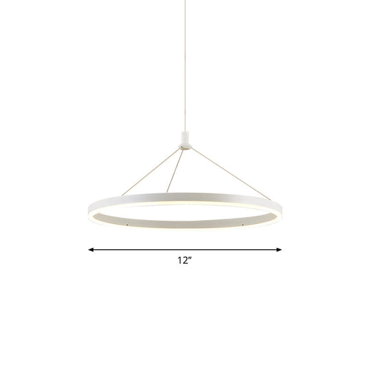 Modern White Loop Pendant Chandelier Led Acrylic Hanging Light - Adjustable Cord Grip
