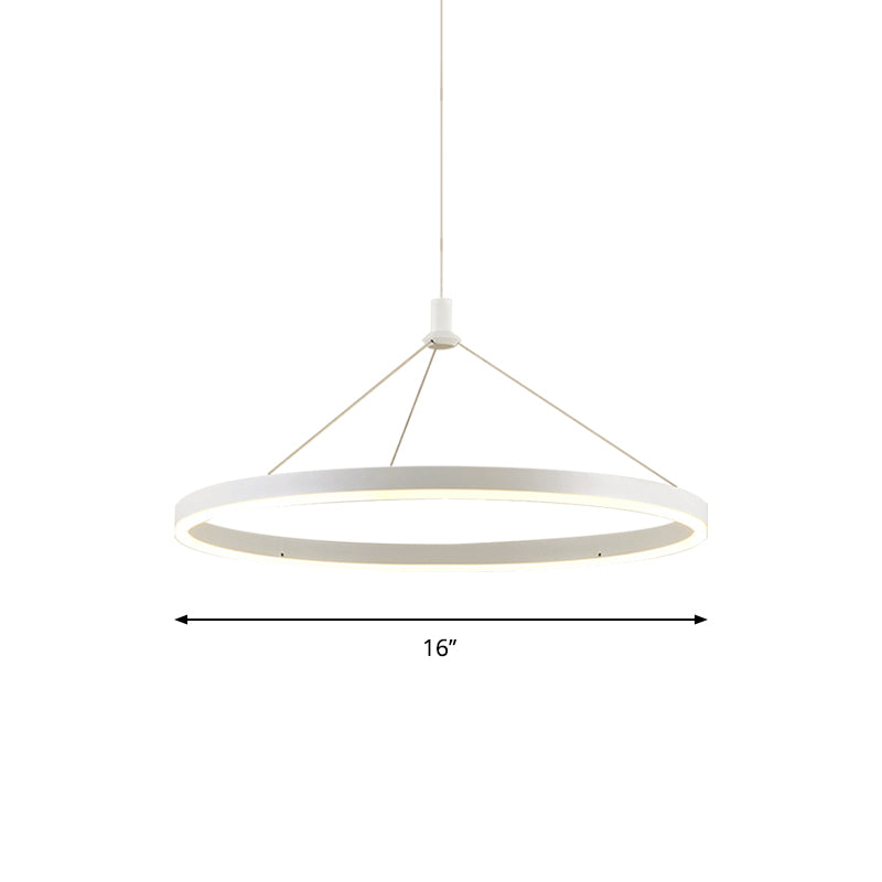 Modern White Loop Pendant Chandelier Led Acrylic Hanging Light - Adjustable Cord Grip
