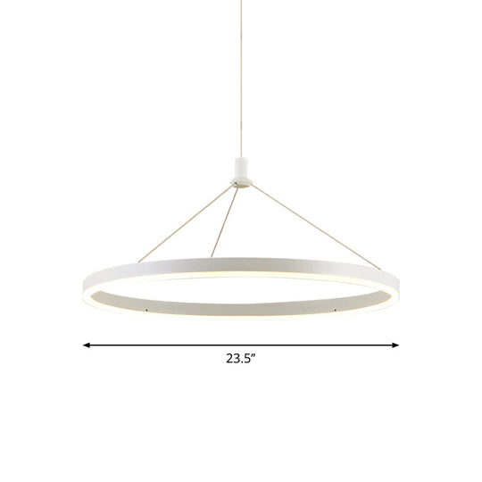 Modern White Loop Pendant Chandelier Led Acrylic Hanging Light - Adjustable Cord Grip