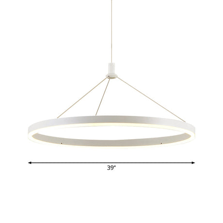 Adjustable Cord Grip Led Acrylic Pendant Chandelier- White Loop Design 12/16/47 Dia