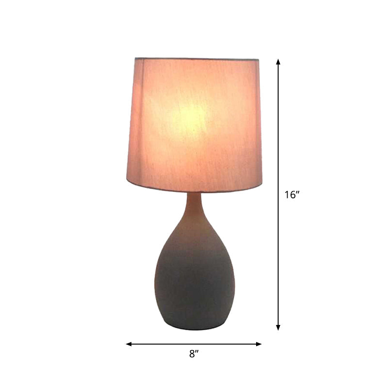Arianna - Teardrop Metal Night Lamp Minimalist Single Grey Table Stand Light With Cylinder Fabric