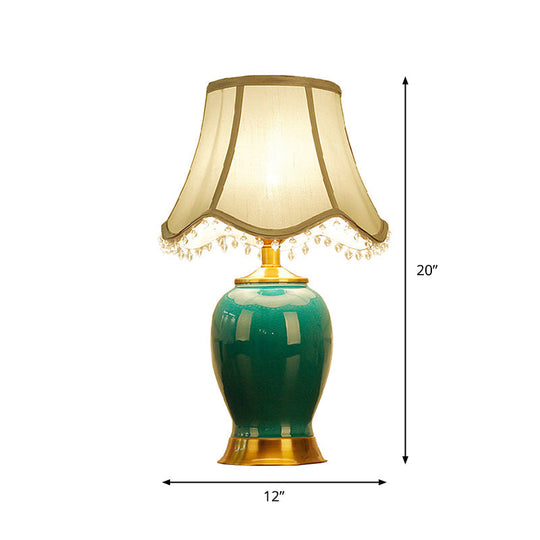 Zoey - Artistic Handmade Urn Shaped Night Light Modern Ceramic 1-Bulb Green/Light Green Table Lamp
