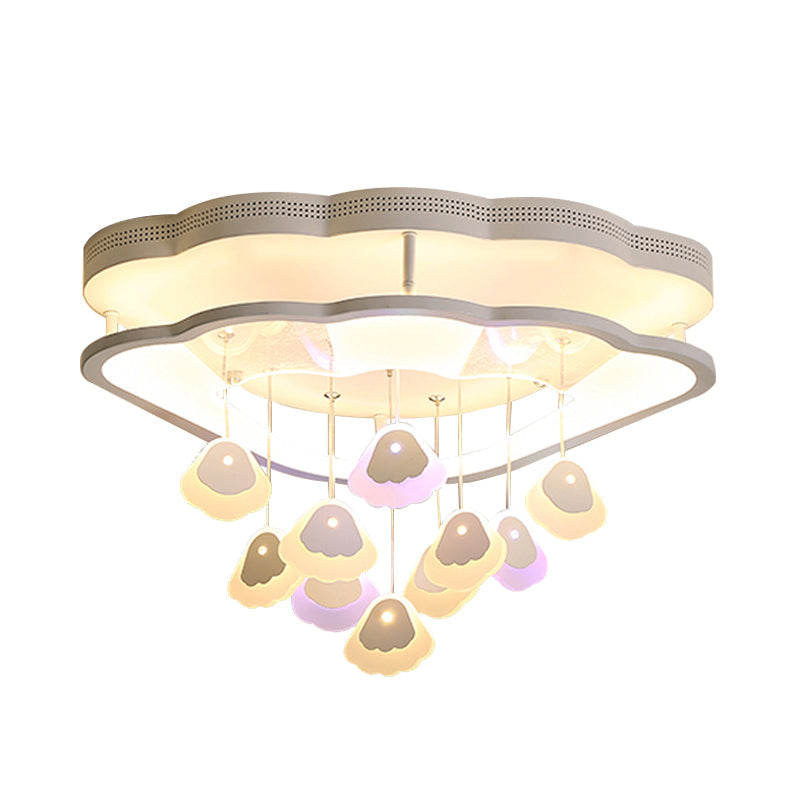 Kid’s Bedroom Ceiling Lamp: Modern Shell Shape White Acrylic Led Flush Light
