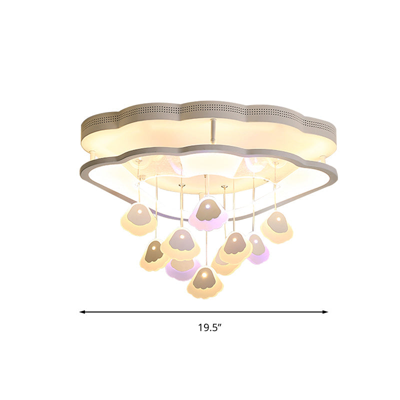 Kids Bedroom Ceiling Lamp: Modern Shell Shape White Acrylic Led Flush Light