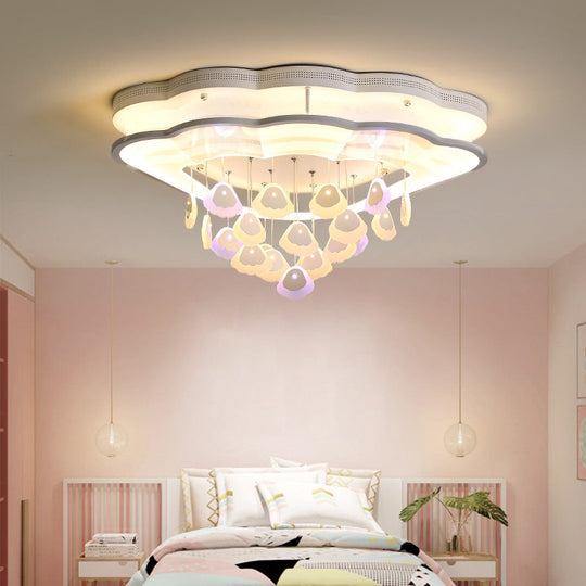Kid’s Bedroom Ceiling Lamp: Modern Shell Shape White Acrylic Led Flush Light