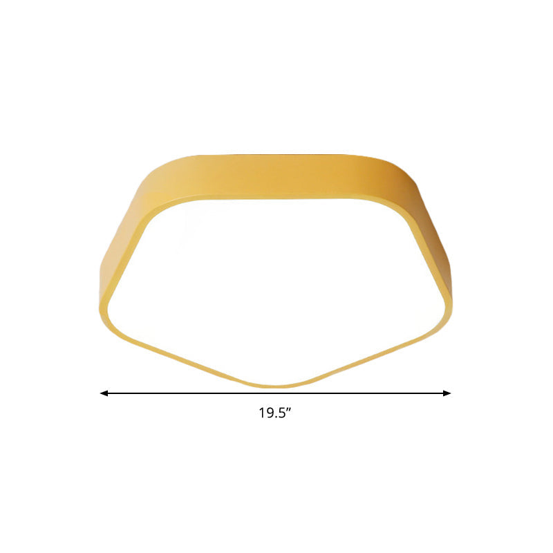 Study Room Ceiling Light - Pentagon Slim Panel Flush Mount Simple Acrylic Design