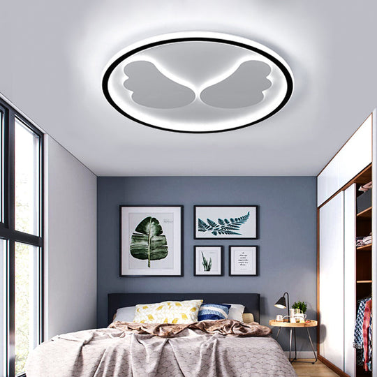 Modern Flush Mount Led Ceiling Light With Black Ring Acrylic Lamp For Kitchen / 16’ White